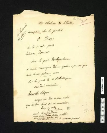Illustration de Manuscrit rédigé de la main Montesquieu comportant les devises envisagées pour différentes pièces du château de La Brède ©Séléné
