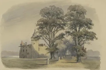 Illustration de Château de La Brède par Stanislas Gorin © Bibliothèque de Bordeaux.