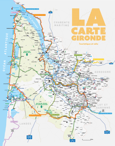 Carte La Gironde à vélo
